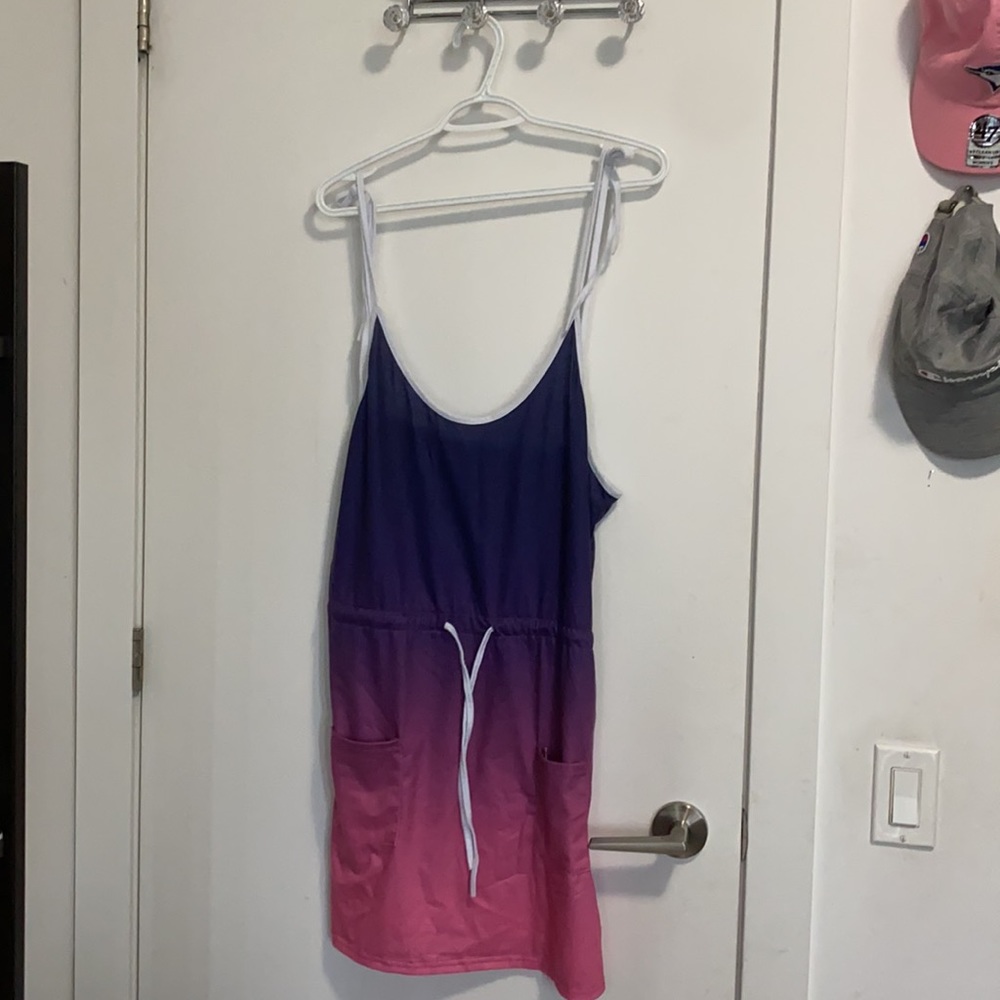 Pink and purple tie up dress